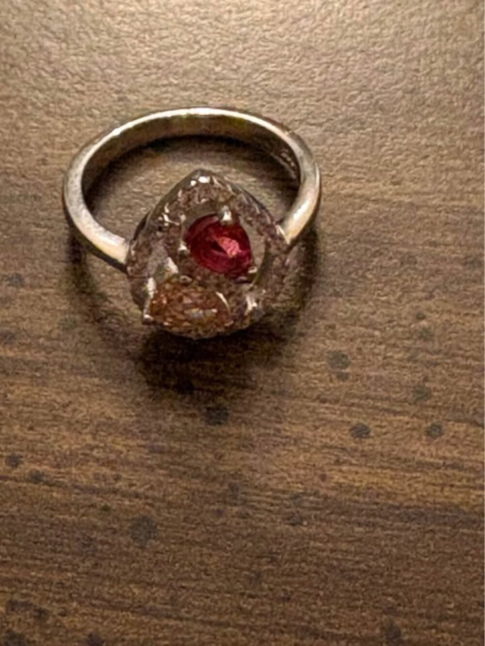 Pear-Shaped Halo Gemstone Ring Moissinite Size 6 Sterling Silver 925